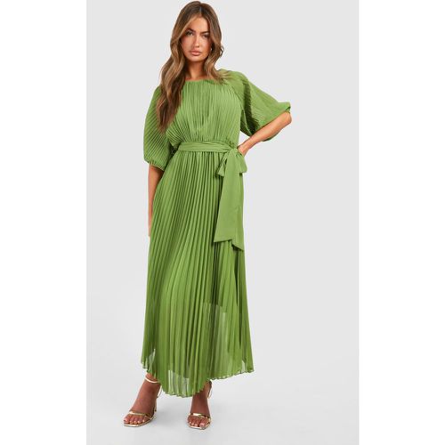 Pleated Puff Sleeve Midi Dress - boohoo - Modalova