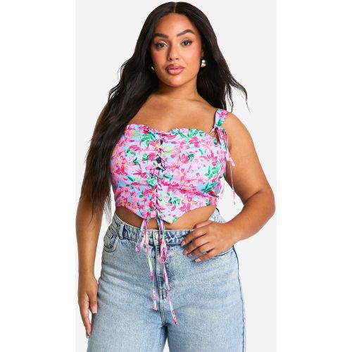 Top Plus Estilo Corsé De Flores Con Tiras Cruzadas - boohoo - Modalova