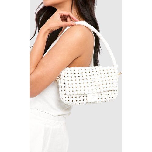 Woven Shoulder Bag, Blanco - boohoo - Modalova