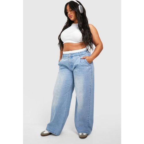 Jeans dritti Plus Size con fascia in vita a contrasto - boohoo - Modalova