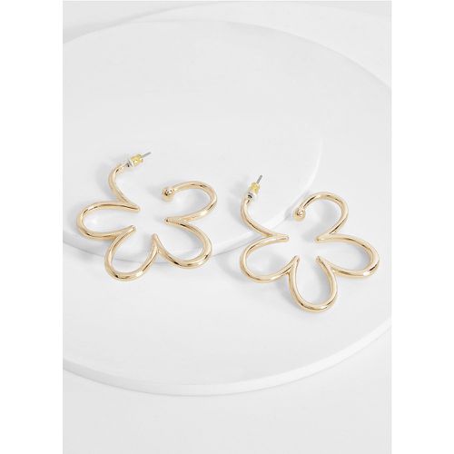 Flower Hoop Earrings, Metallics - boohoo - Modalova