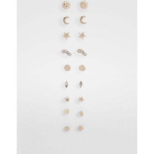 Pack De 9 Pendientes Dorados Celestiales - boohoo - Modalova