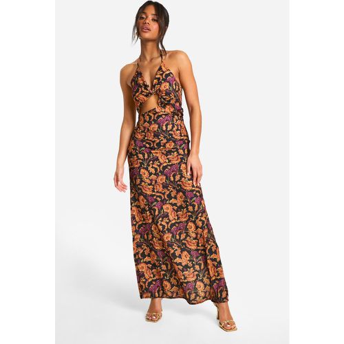 Vestido Maxi De Tirantes Con Abertura Y Estampado De Flores - boohoo - Modalova