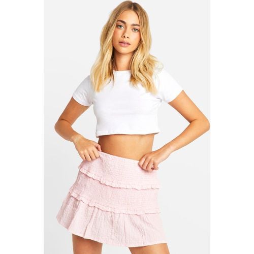 Minifalda Fruncida Escalonada Con Volante - boohoo - Modalova