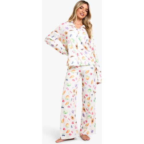 Pijama Con Botones Y Estampado De Frutas - boohoo - Modalova