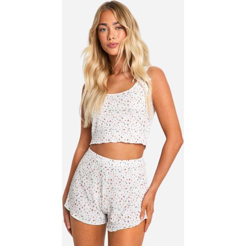 Pijama De Pantalón Corto Y Camiseta Sin Mangas Con Estampado De Flores - boohoo - Modalova