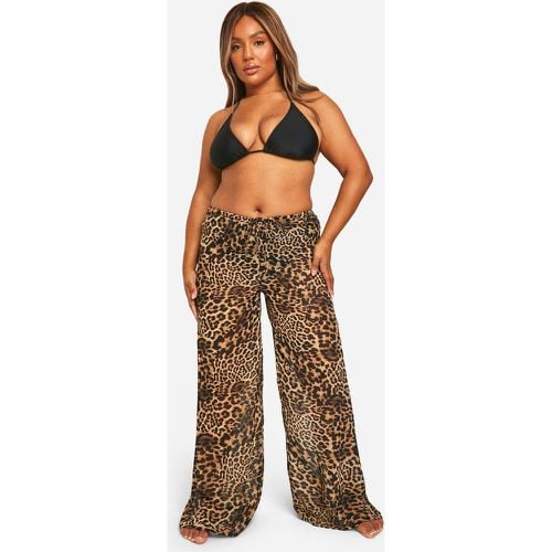 Pantaloni da mare Plus Size leopardati con laccetti e laccetti - boohoo - Modalova