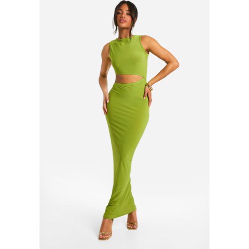 Cut Out Slinky Maxi Dress, Verde - boohoo - Modalova