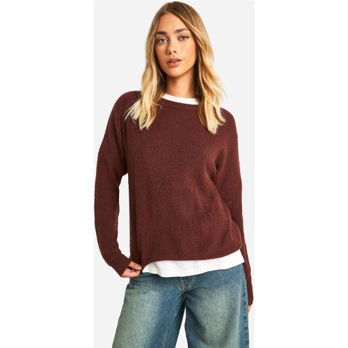 Maglione a girocollo in maglia a coste morbide - boohoo - Modalova