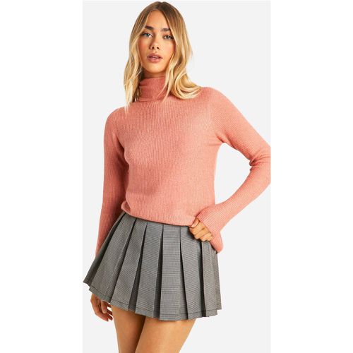 Jersey De Punto Y Canalé Suave Con Cuello Vuelto - boohoo - Modalova