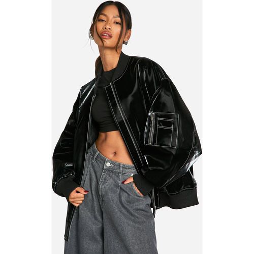 Giacca Bomber oversize in pelle sintetica - boohoo - Modalova