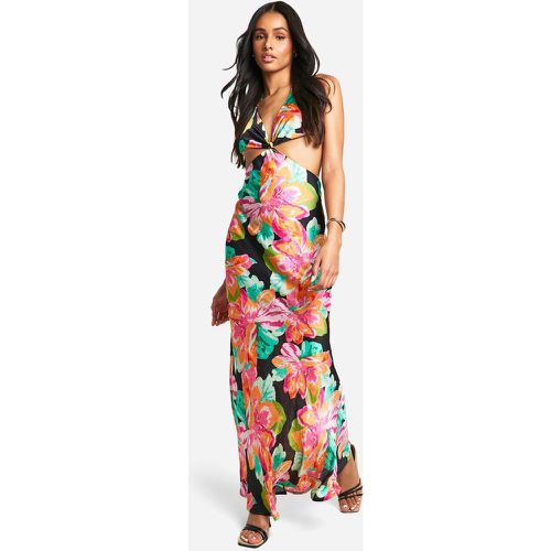 Vestido Tall Maxi De Chifón Jacquard Con Estampado De Flores Y Abertura - boohoo - Modalova