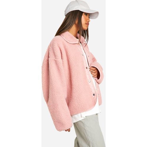 Chaqueta Recta De Borreguito Sintético - boohoo - Modalova