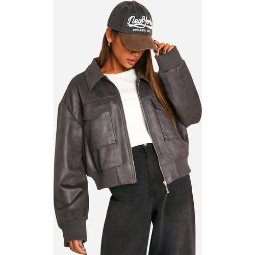 Chaqueta Bomber De Ante Sintético - boohoo - Modalova