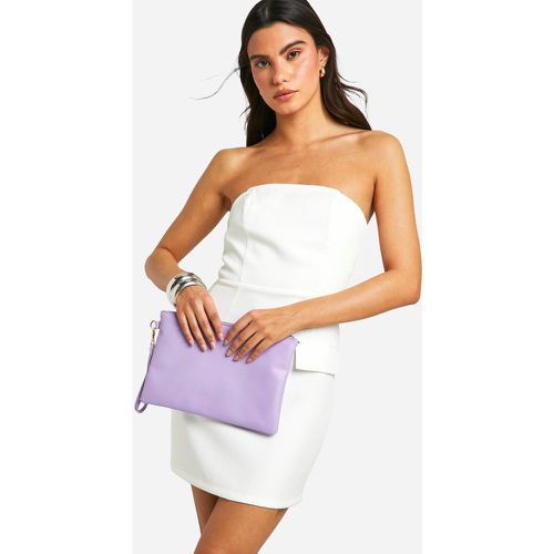 Lilac Zip Top Clutch Bag, Purple - boohoo - Modalova