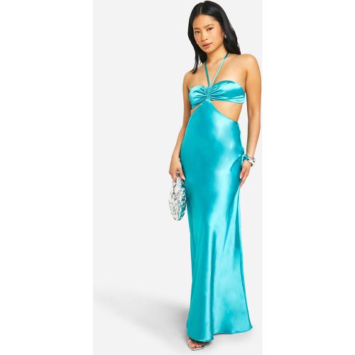 Vestido Petite Maxi De Raso Palabra De Honor Con Abertura - boohoo - Modalova