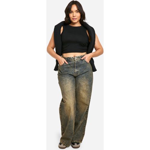 Jeans Plus Size Basics in taglio maschile a vita alta - boohoo - Modalova