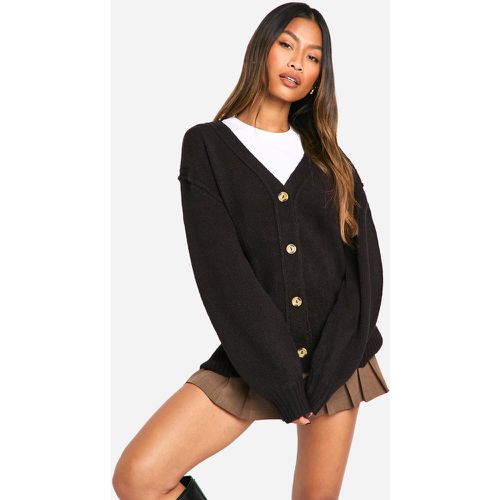 Cardigan oversize in maglia morbida in taglio maschile con cuciture - boohoo - Modalova