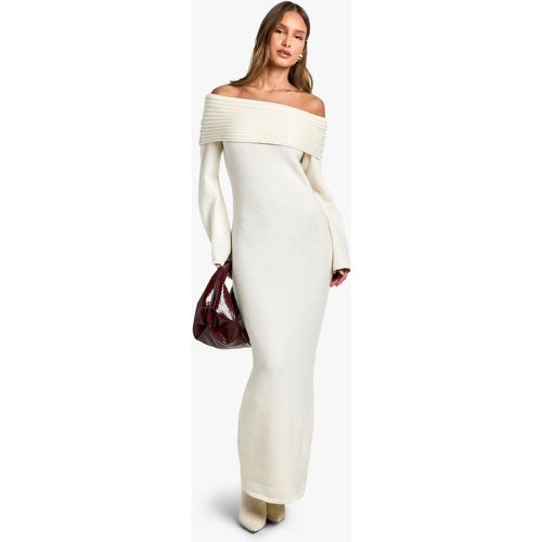 Vestido Jersey Oversize Premium De Punto Canalé Con Escote Bardot - boohoo - Modalova