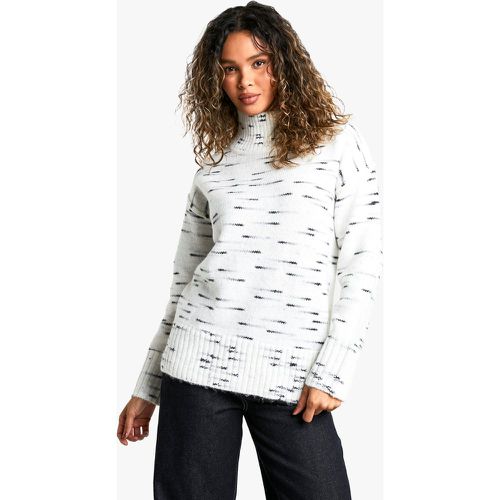 Jersey Oversize De Punto Suave Jaspeado Con Cuello Alto - boohoo - Modalova