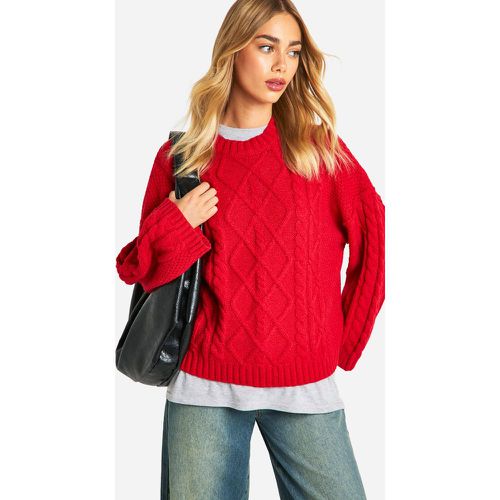 Maglione in maglia intrecciata con cuciture esposte - boohoo - Modalova