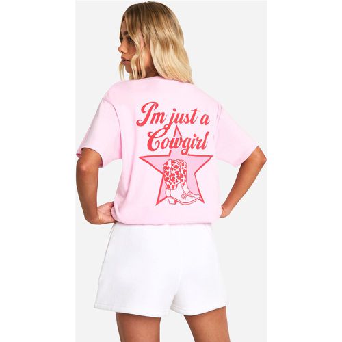 I'M Just A Cowgirl Slogan Printed Oversized T-Shirt - boohoo - Modalova
