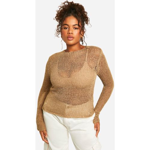 Maglione Plus Size semi-trasparente in maglia ampia semi-trasparente - boohoo - Modalova