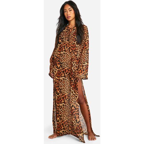 Pareo Para La Playa Con Estampado De Leopardo Y Tiras Cruzadas - boohoo - Modalova