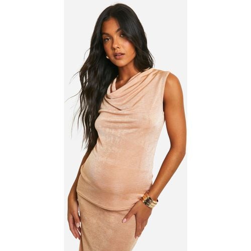 Top Premaman smanicato seducente con scollo a cappuccio - boohoo - Modalova