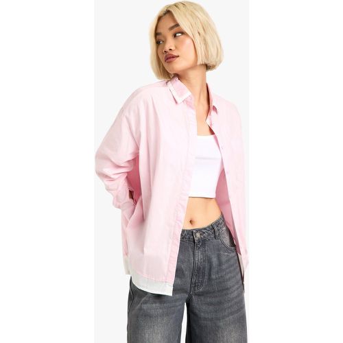 Camisa Oversize En Contraste, Pink - boohoo - Modalova