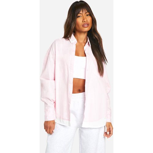 Camisa Oversize En Contraste, Pink - boohoo - Modalova