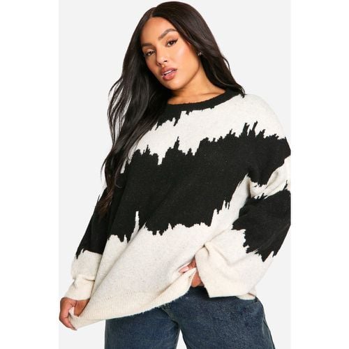 Jersey Plus Oversize Con Rayas Abstractas Monocromáticas - boohoo - Modalova