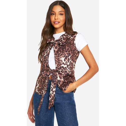 Gilet leopardato smanicato con laccetti - boohoo - Modalova