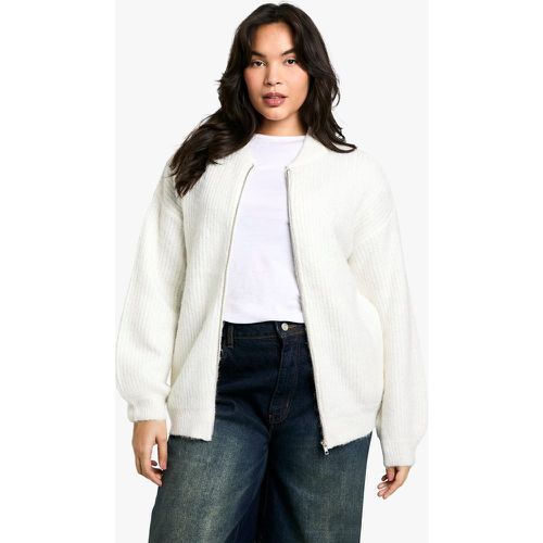 Chaqueta Plus Bomber Oversize De Punto Con Cremallera - boohoo - Modalova