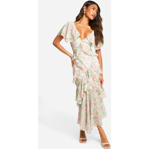 Floral Frill Detail Maxi Dress - boohoo - Modalova