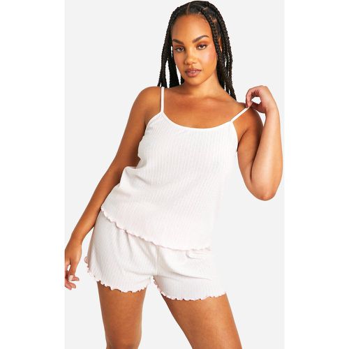 Set pigiama Plus Size smanicato a punta & pantaloncini - boohoo - Modalova