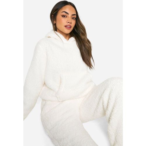 Set felpa in fleece morbida con cappuccio & pantaloni tuta a gamba ampia - boohoo - Modalova