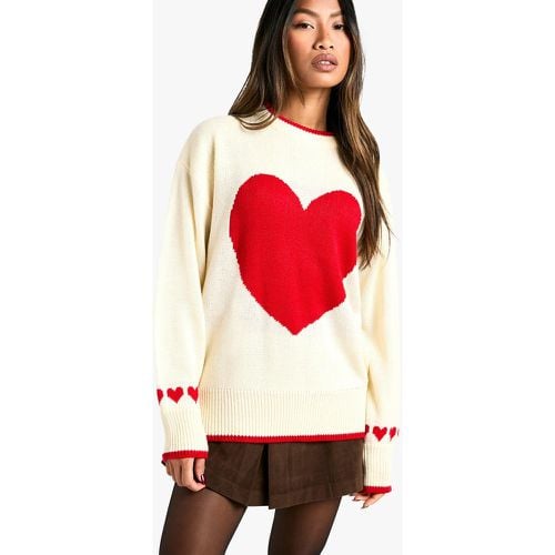 Jersey Oversize Navideño Con Estampado De Corazones - boohoo - Modalova