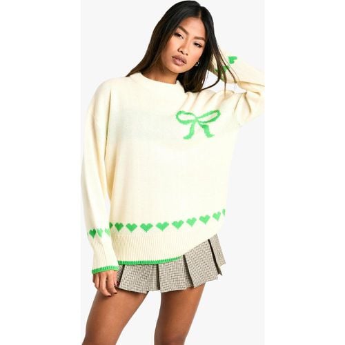 Jersey Oversize Navideño Con Lazo Y Corazón - boohoo - Modalova