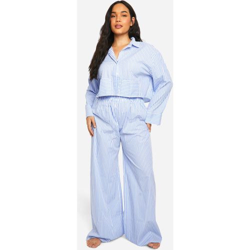 Plus Contrast Stripe Poplin Shirt & Trouser Set - boohoo - Modalova