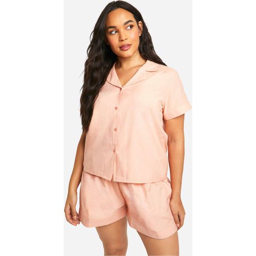 Set camicia Plus Size a maniche corte in popeline & pigiama corto - boohoo - Modalova