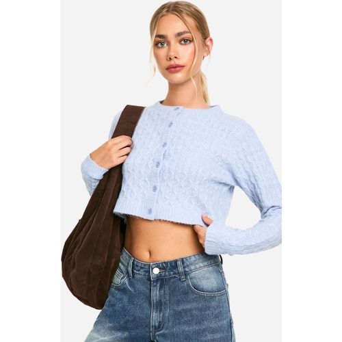 Cárdigan Crop De Punto En Ochos Suave - boohoo - Modalova