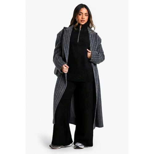 Set coordinato in maglia oversize con zip corta & pantaloni a gamba ampia in pile borg - boohoo - Modalova