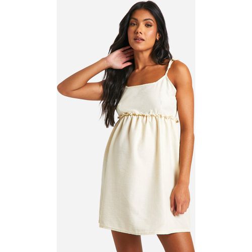 Maternity Linen Look Strappy Mini Smock Dress - boohoo - Modalova