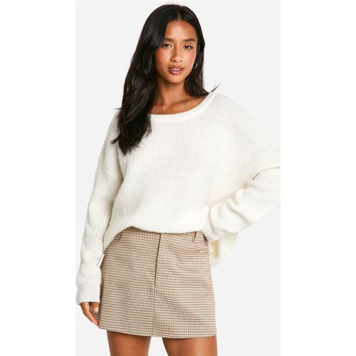 Minifalda Petite Efecto Lana De Cuadros - boohoo - Modalova