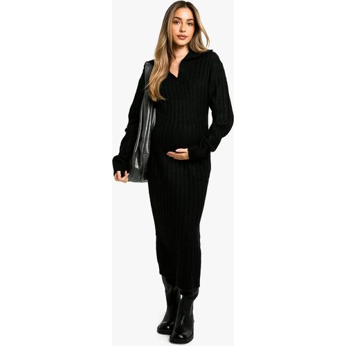 Vestito maxi Premaman in maglia morbida a coste spesse con colletto - boohoo - Modalova