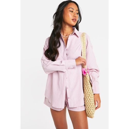 Camisa Oversize De Rayas, Pink - boohoo - Modalova