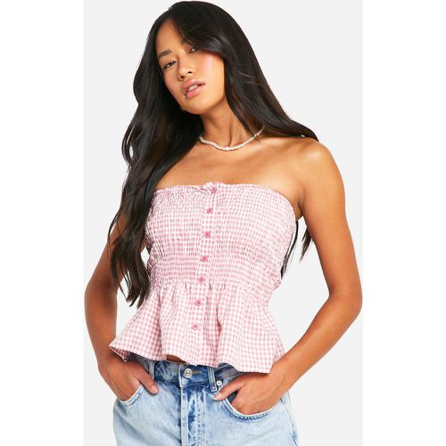 Top a fascia a quadretti, Pink - boohoo - Modalova