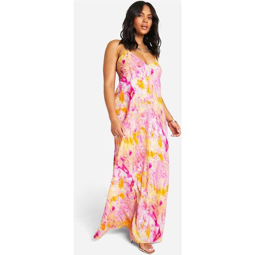 Vestido Plus Maxi De Tirantes Con Escote De Pico Y Desteñido Anudado - boohoo - Modalova