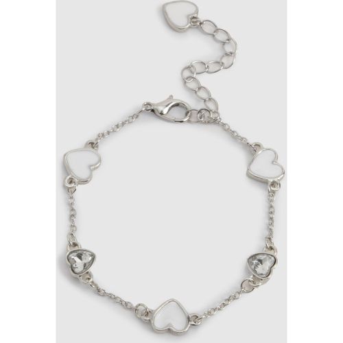 White Enamel Scattered Heart Bracelet - boohoo - Modalova